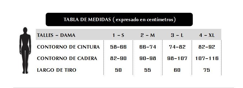 Tabla de talles mallas enterizas